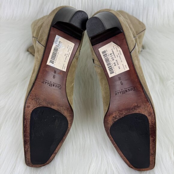 Women's Cole Haan Fedora Genuine Suede Low Heel Calf Boots Bootie Sz 9B Tan - Picture 12 of 13